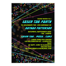Neon Lights Laser Tag Birthday Party Invitation