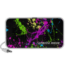 Neon Paint Splatter Personalised Speaker