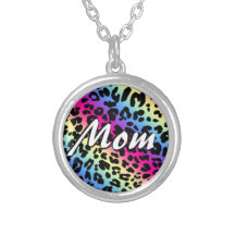 Neon Rainbow Leopard Mom Necklaces