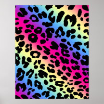 Neon Rainbow Leopard Pattern Print