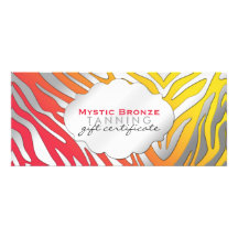 Neon Red & Yellow Zebra Print Gift Certificates Personalized Announcements