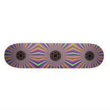 Neon Stripes Sunburst Fractal Custom Skateboard