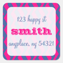 Neon Zebra Zig-Zag Stripes Address Label Sticker