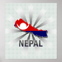Nepal Flag Map 2.0 Posters