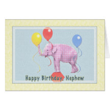 Nephew's Birthday Card with Pink Elephant