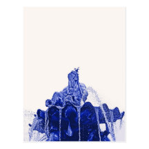 Neptunes Fountain, Alexanderplatz,in Blue Postcard