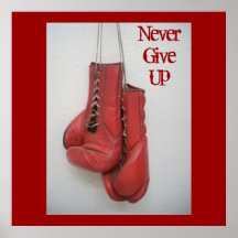 Never Give Up, Boxing Gloves Framed Print