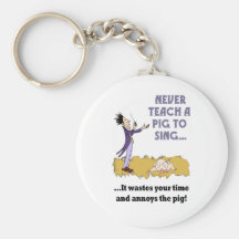 Never Teach A Pig To Sing Keychain