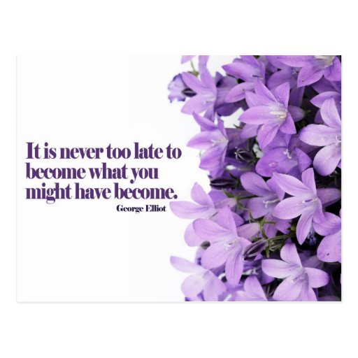 Never Too Late Motivational Postcard