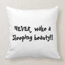 Never wake throw pillow