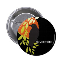 Nevermore - Raven & Moon by Poe Pinback Buttons