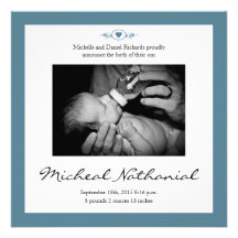 New Baby Birth Announcement Boy Blue