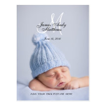 New Baby Boy Announcement Photo Postcards