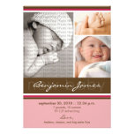 New Baby Photo Trio Birth Announcement (pink)