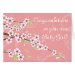 New Baby, Pink Cherry Blossom Card cards