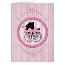 New Baby Shabby Chic Vintage Pink Greeting Card