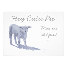 New born lamb pencil sketch personalised invites