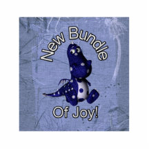 New bundle of joy with blue dino blue background photo sculpture