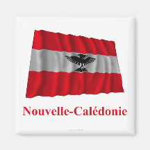 New Caledonia Waving Flag with Name in French Fridge Magnet