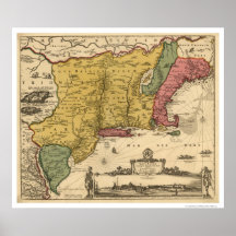 New England Regional Map - 1685 Print