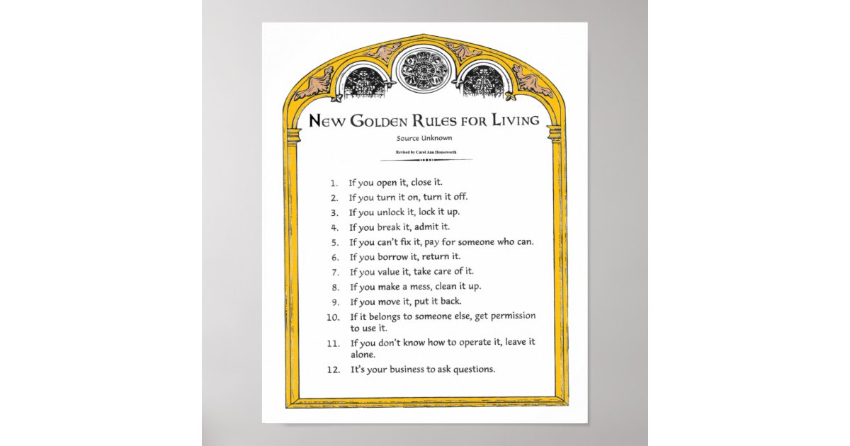 New Golden Rules for Living Poster | Zazzle