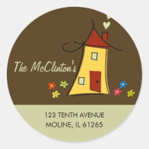 New Home Address Labels, Brown Sticker