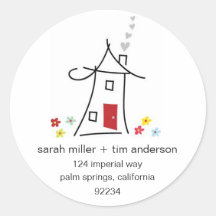 New Home Address Labels Round Sticker