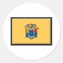 New Jersey Flag Round Stickers