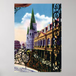 New Orleans Louisiana Cathedral and Balcony Poster