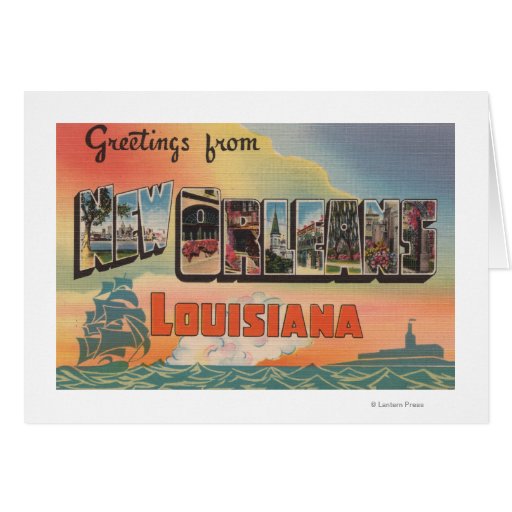 New Orleans, Louisiana - Large Letter Scenes Card