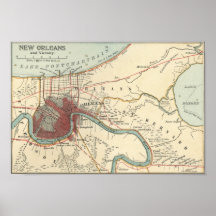 New Orleans MAp 1900 Poster