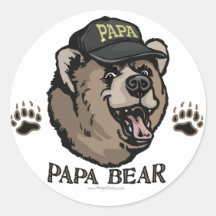 New Papa Bear Father's Day Gear Round Sticker