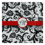 New Sizes Black Damask Swirls Wedding Invitation