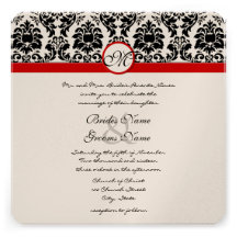 New Sizes Black Damask Swirls Wedding Invitation