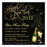 New Year's Eve Open House Party - Black and Gold Custom Invitations