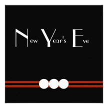 New Years Eve Party in Black and White Personalized Announcement
