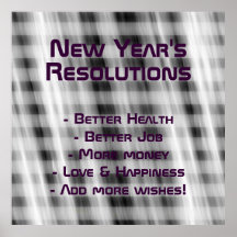 New Year's Resolutions Abstract black white Poster