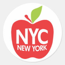 New York Big Apple Round Stickers