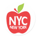 New York Big Apple Round Stickers