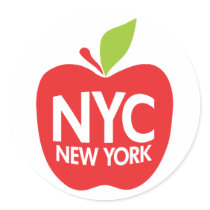 New York Big Apple Round Stickers