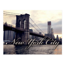 New York Brooklyn Bridge Sunset Postcard