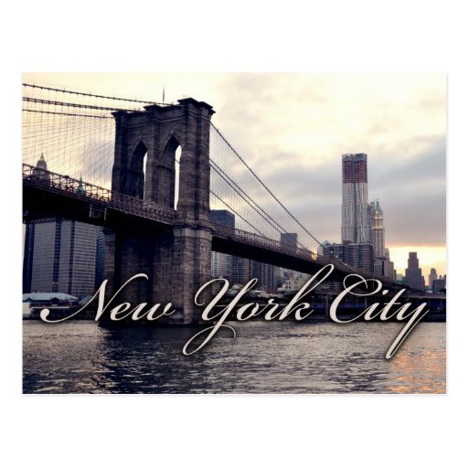 New York Brooklyn Bridge Sunset Postcard
