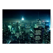 New York City at night Greeting Cards