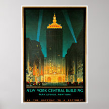 New York City Central Building Travel Art Posters