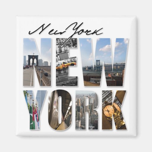 New York City Graphical Tourism Montage Fridge Magnet