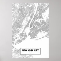 New York City, New York (black on white) Posters