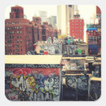 New York City Rooftops Covered in Graffiti Square Stickers