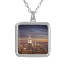 New York Cityscape Skyline - Skyscrapers at Sunset Personalised Necklace