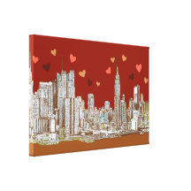 New York hearts Stretched Canvas Print