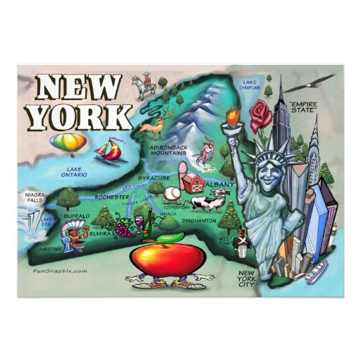 New York Map CARD Personalized Announcements
